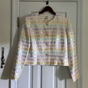 Vintage Talbots Colorful Striped Suit Coat - Cream